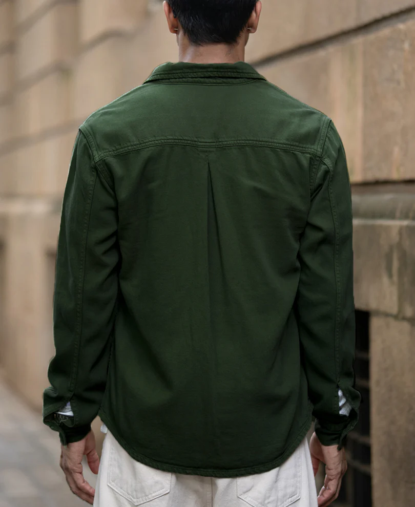 Pine Green Textured Overshirt 100% Cotton - Image 6