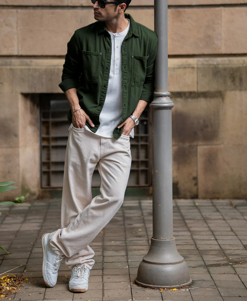 Pine Green Textured Overshirt 100% Cotton - Image 7