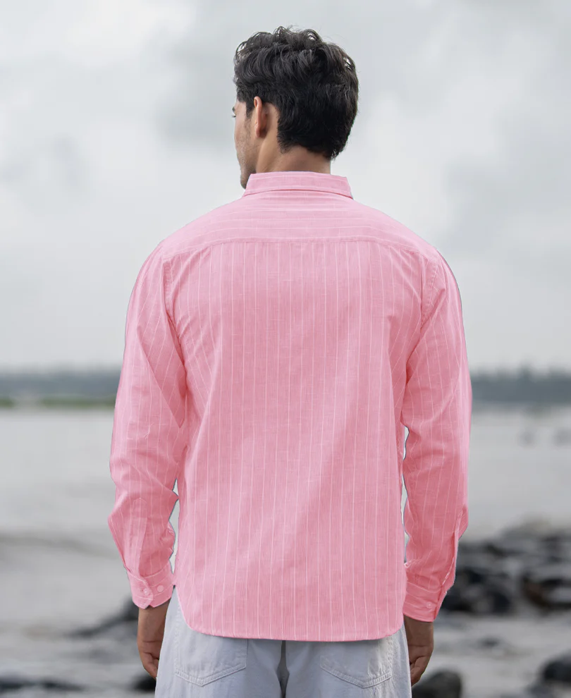Pink Lightweight Cotton Stripe Shirt - Image 4