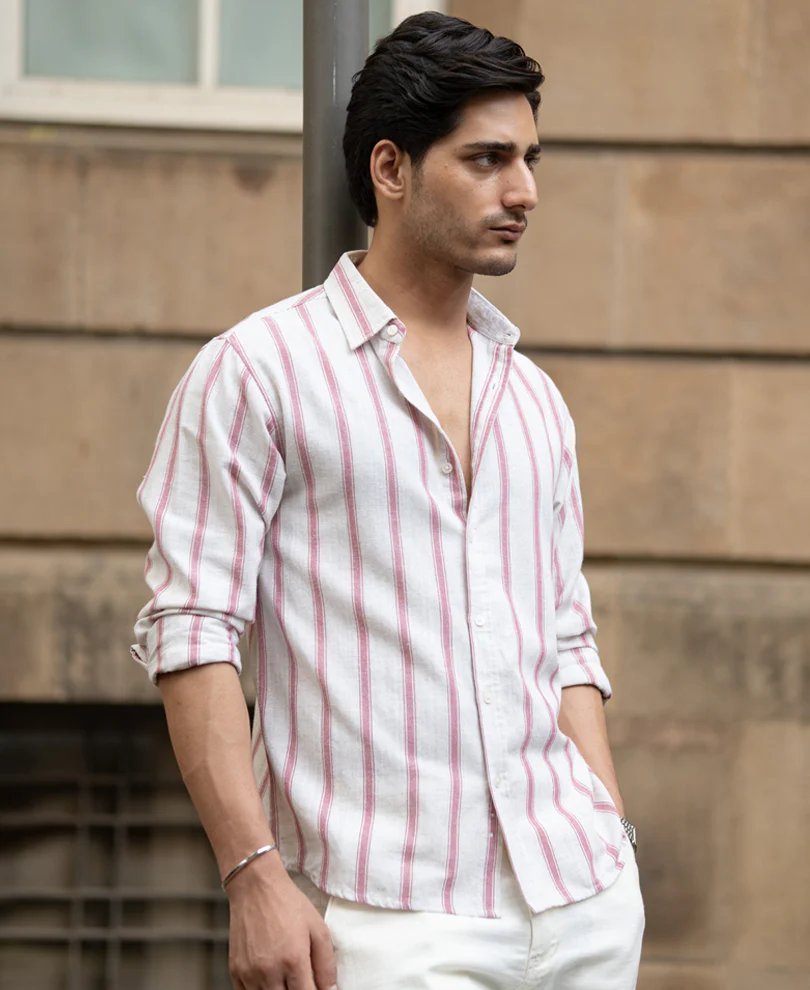 Pink & Natural Stripe Shirt - Image 4