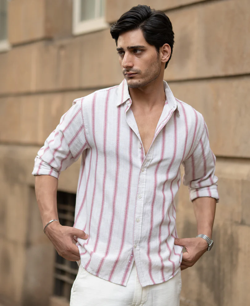 Pink & Natural Stripe Shirt - Image 5