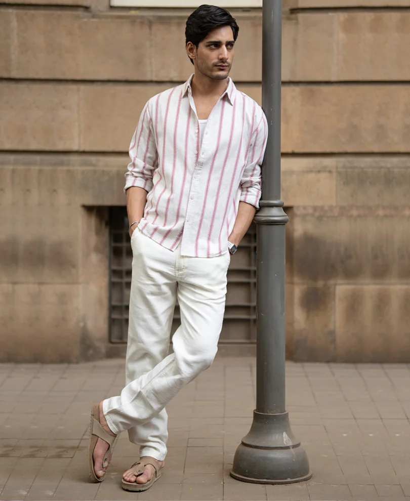 Pink & Natural Stripe Shirt - Image 7