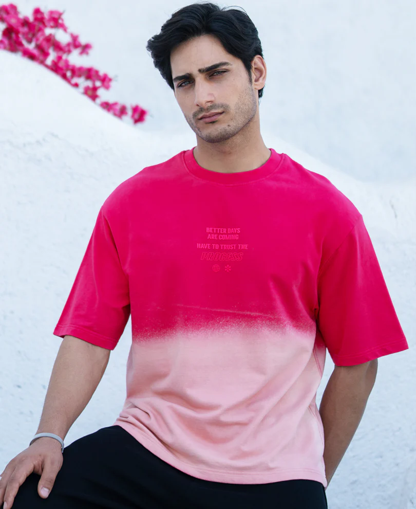 Pink Ombre Graphic T-Shirt 100% Cotton - Image 2