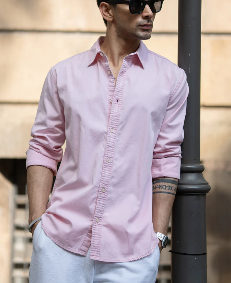Pink Overdyed Structure Shirt 100% Cotton - Image 2