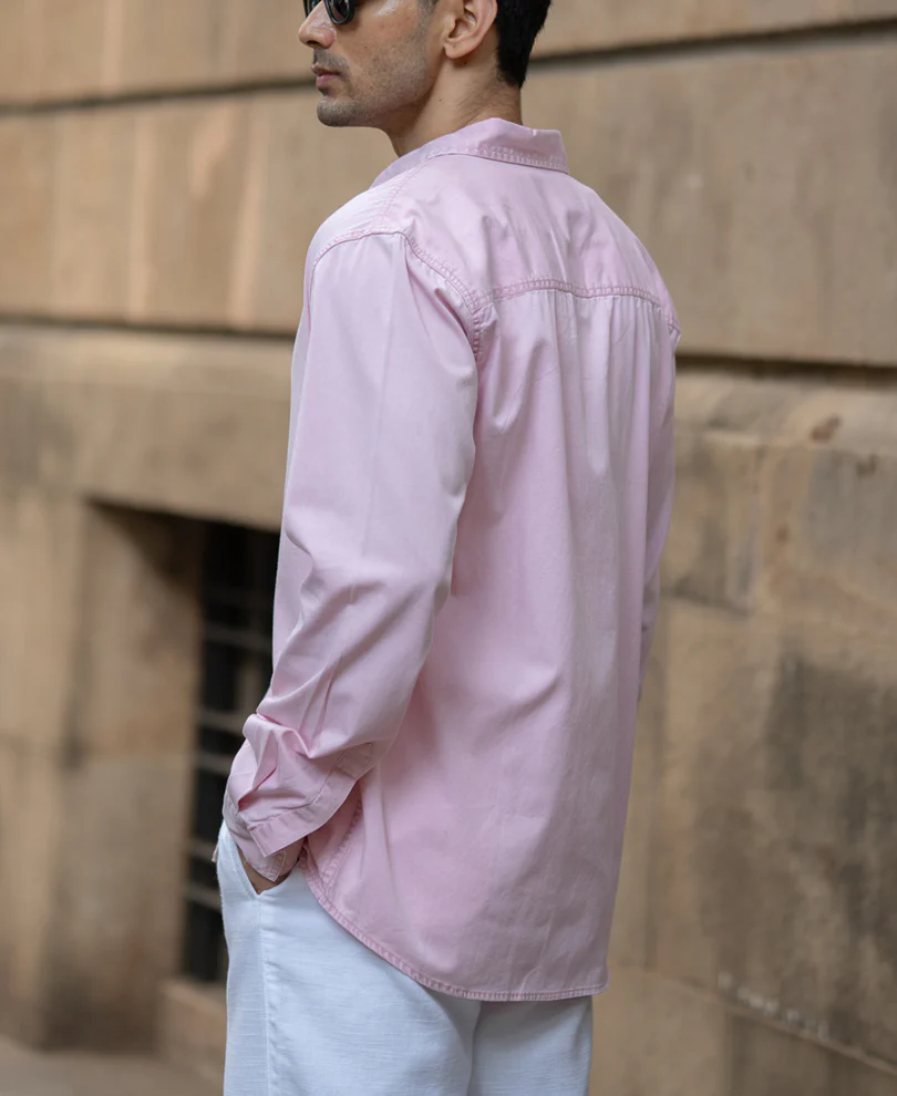 Pink Overdyed Structure Shirt 100% Cotton - Image 5