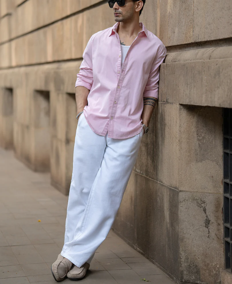 Pink Overdyed Structure Shirt 100% Cotton - Image 6