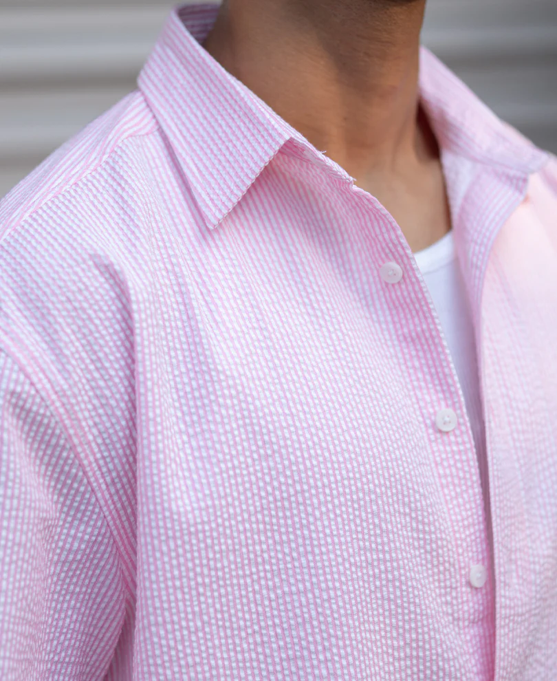 Pink Seersucker Stripe Shirt - Image 4