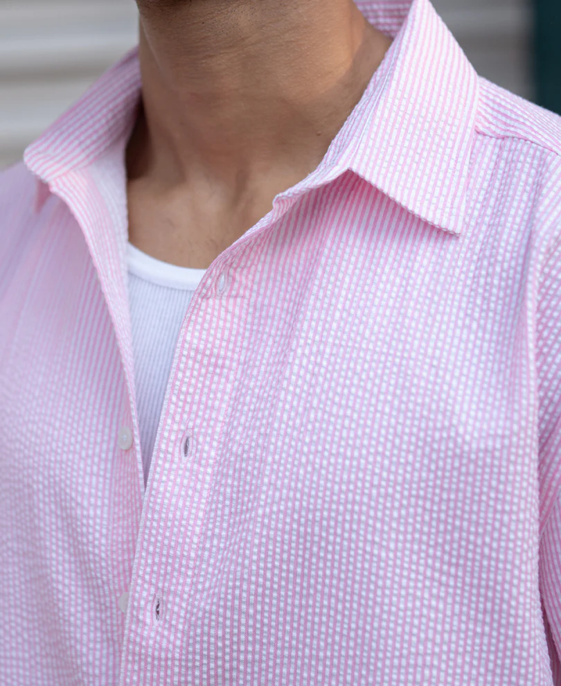 Pink Seersucker Stripe Shirt - Image 5