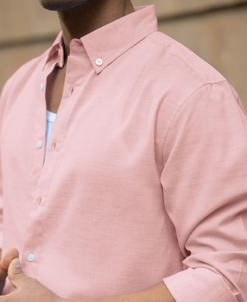 Pink Structured Slub Shirt - Image 2