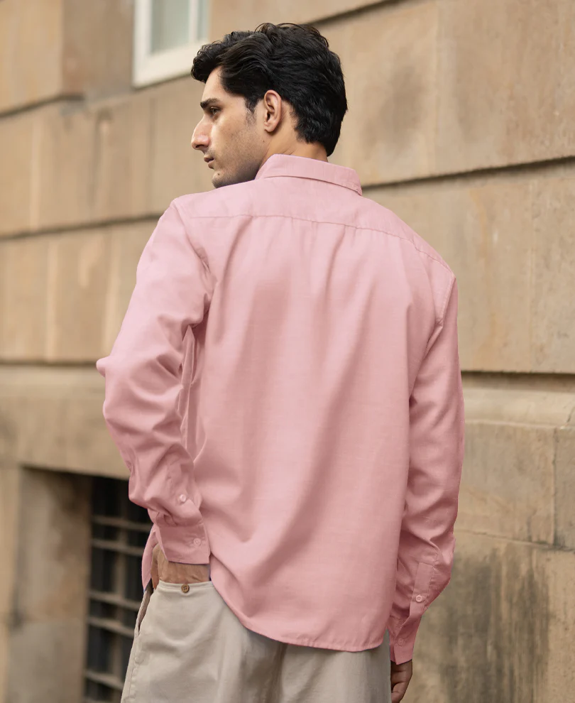 Pink Structured Slub Shirt - Image 3