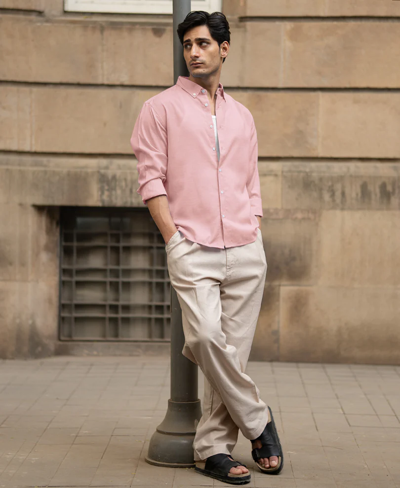 Pink Structured Slub Shirt - Image 4