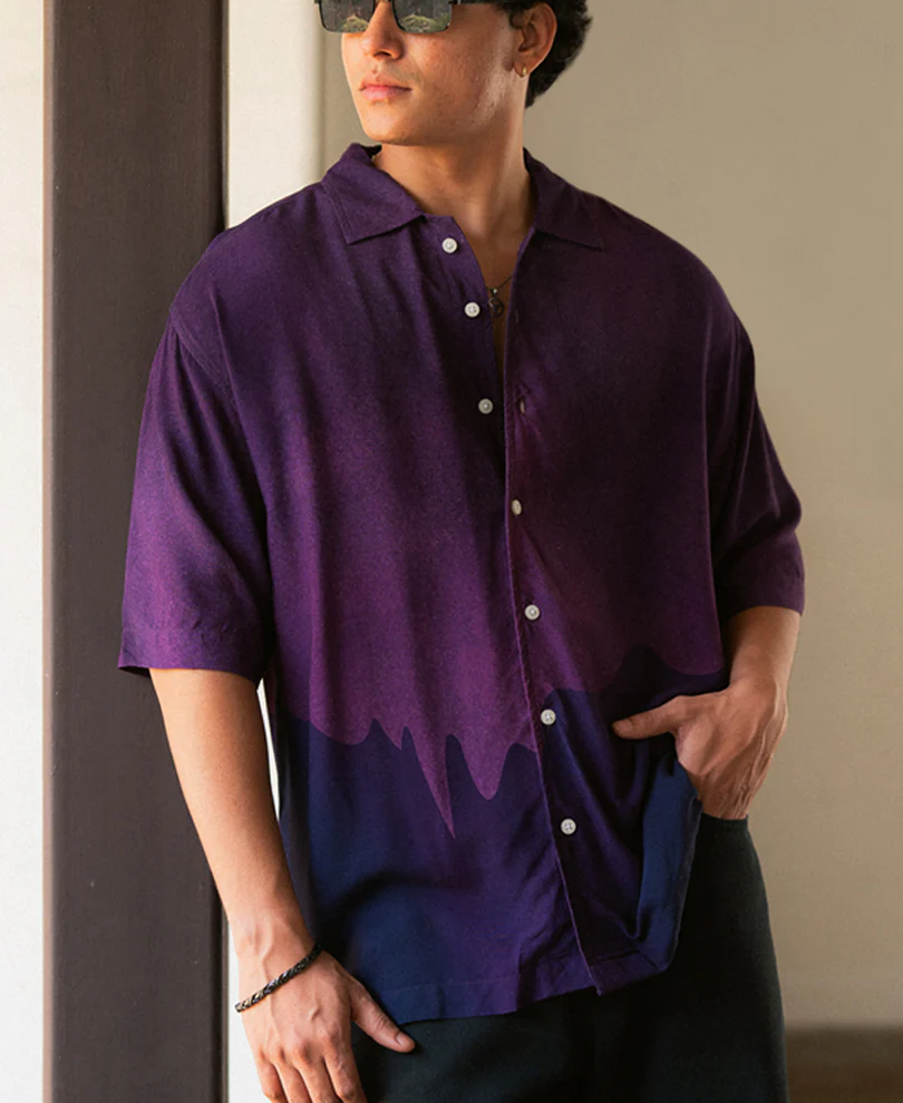 Purple Abstract Print Shirt - Image 2
