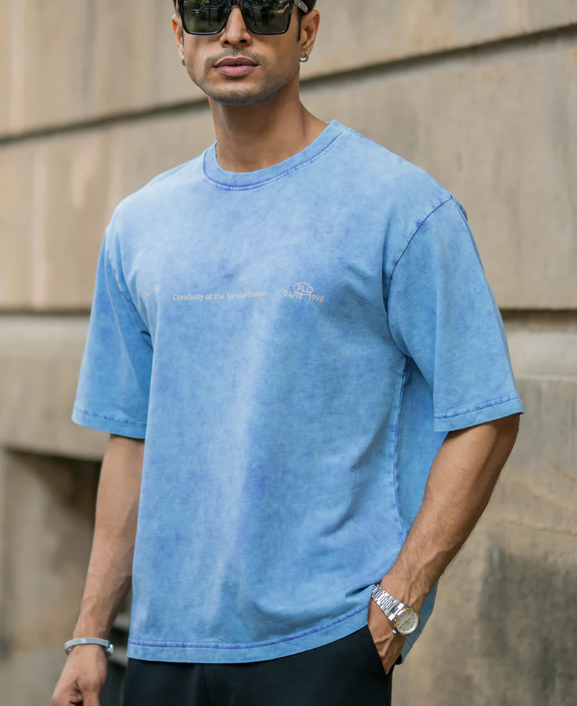 Purple Washed Graphic Half Sleeves T-Shirt 100% Cotton - Image 2