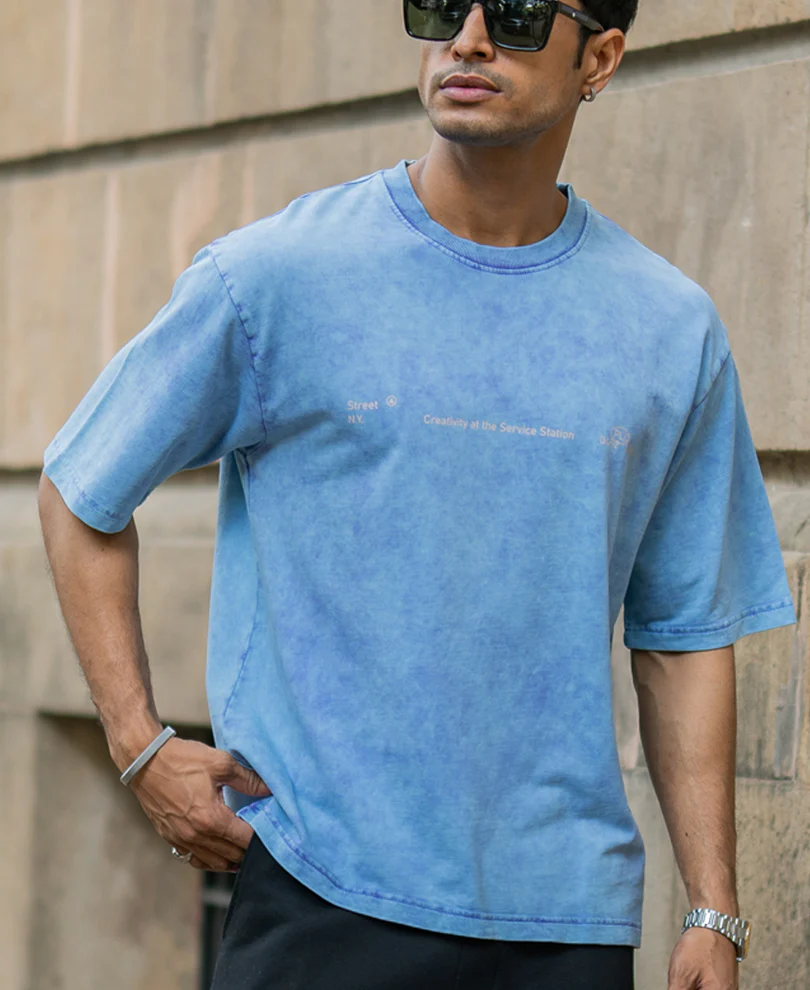 Purple Washed Graphic Half Sleeves T-Shirt 100% Cotton - Image 3