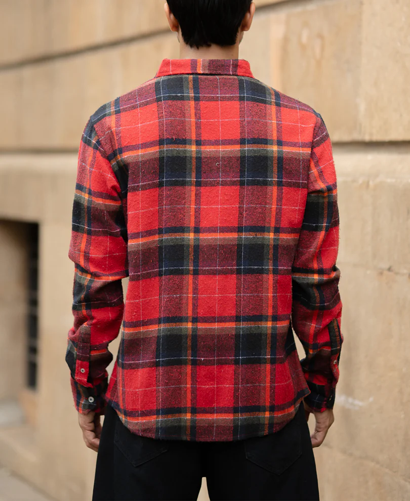 Red Brushed Checks Shirt - Image 5