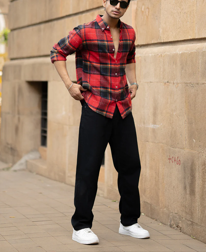 Red Brushed Checks Shirt - Image 6