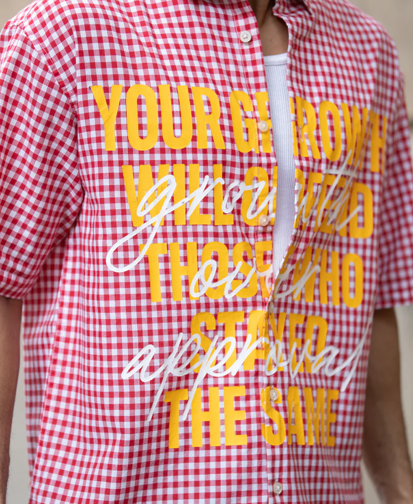 Red Micro Checks Printed Boxy Shirt 100% Cotton - Image 4