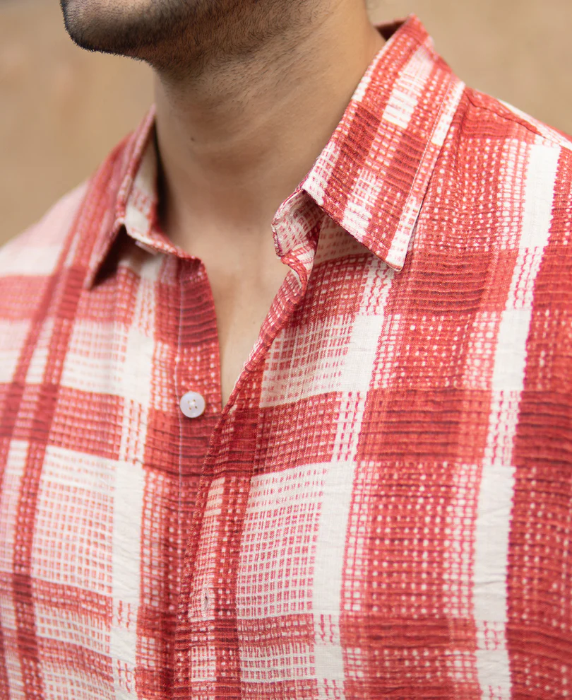 Red Ochre Printed Checks Shirt - Image 4