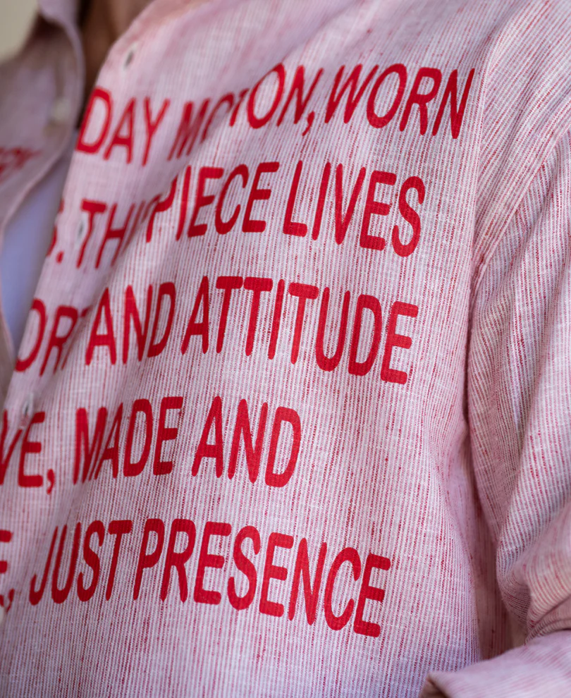 Red Pin Stripe Printed Shirt - Image 4