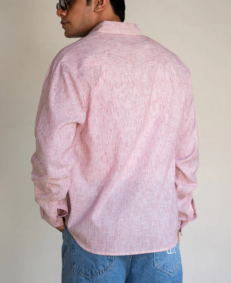 Red Pin Stripe Printed Shirt - Image 7