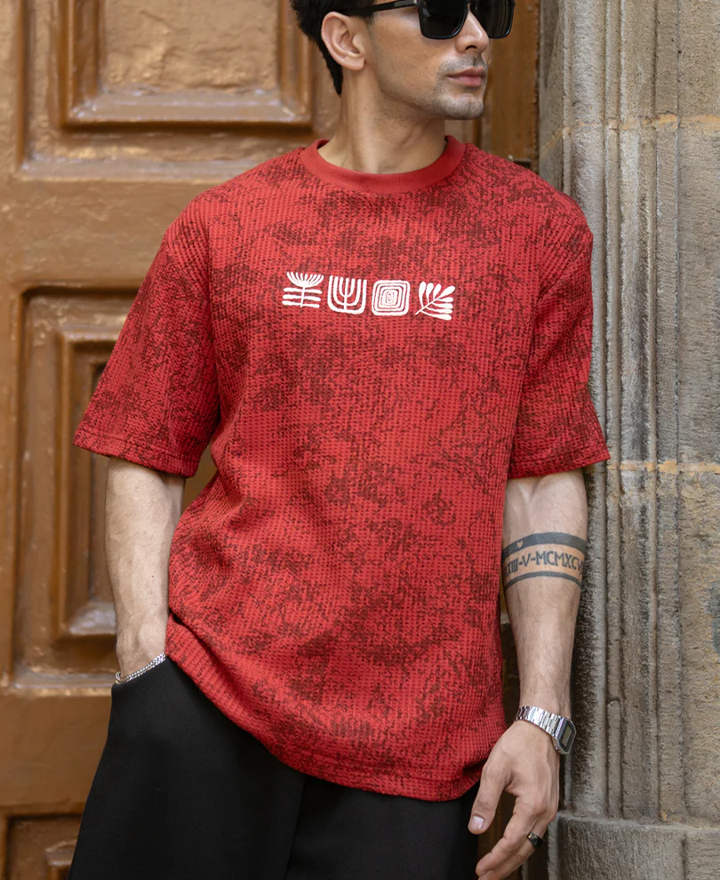 Brick Red Printed T-Shirt - Image 2