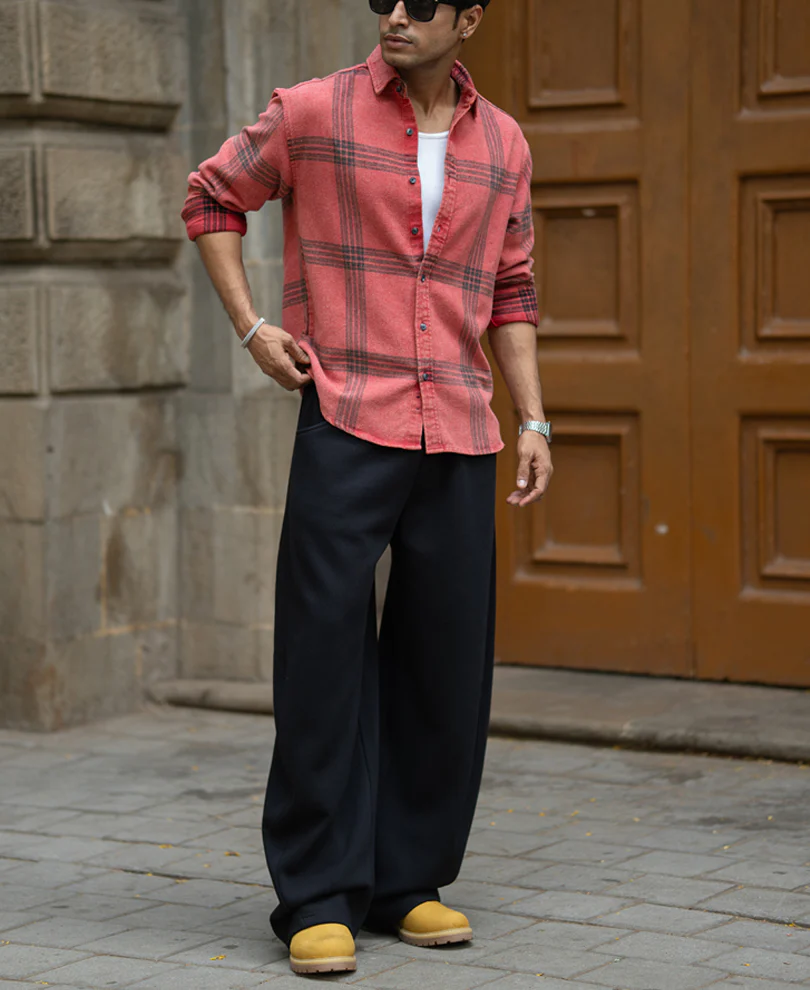 Red Washed Checks Shirt - Image 7