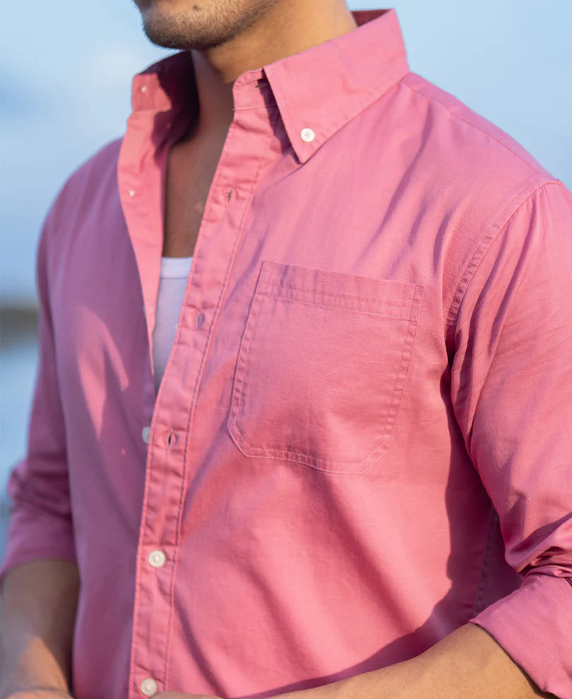 Rogue Pink Structured Buttondown Shirt 100% Cotton - Image 4