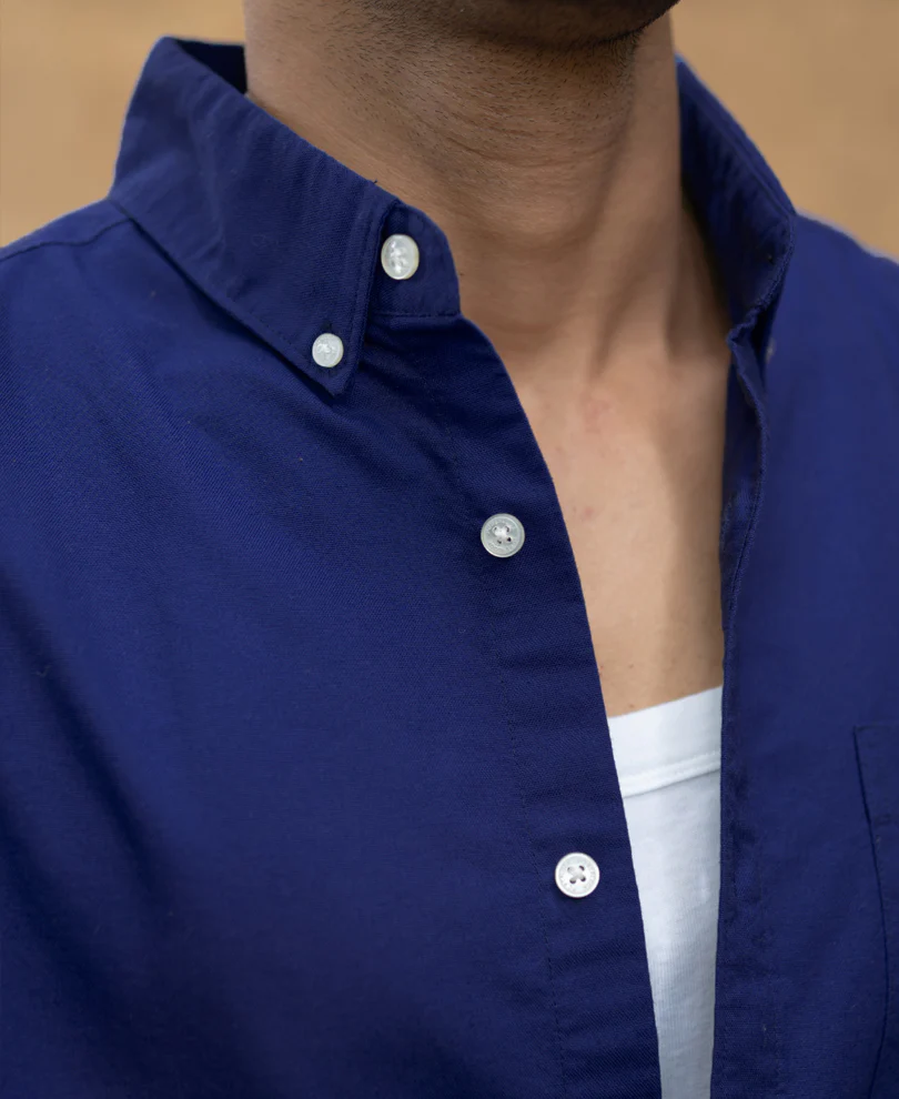 Royal Blue Oxford Shirt 100% Cotton - Image 3