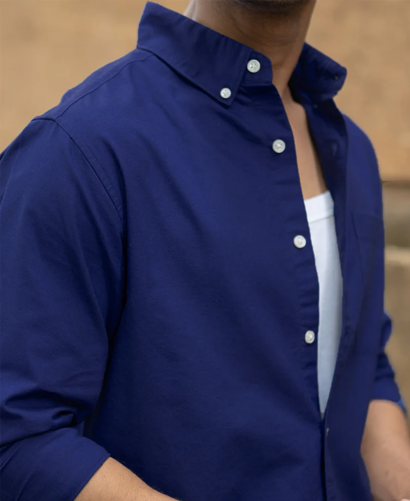 Royal Blue Oxford Shirt 100% Cotton - Image 4