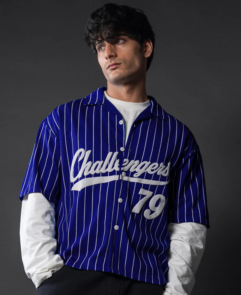 Royal Blue Printed Jersey Shirt - Image 2