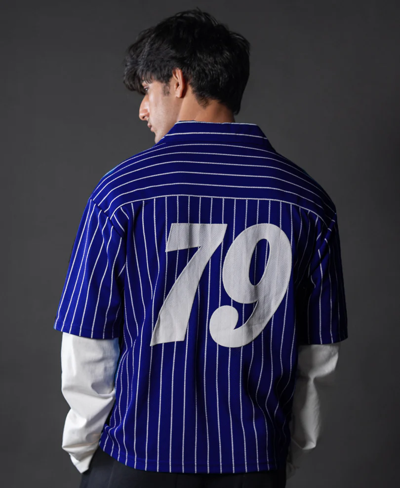 Royal Blue Printed Jersey Shirt - Image 5
