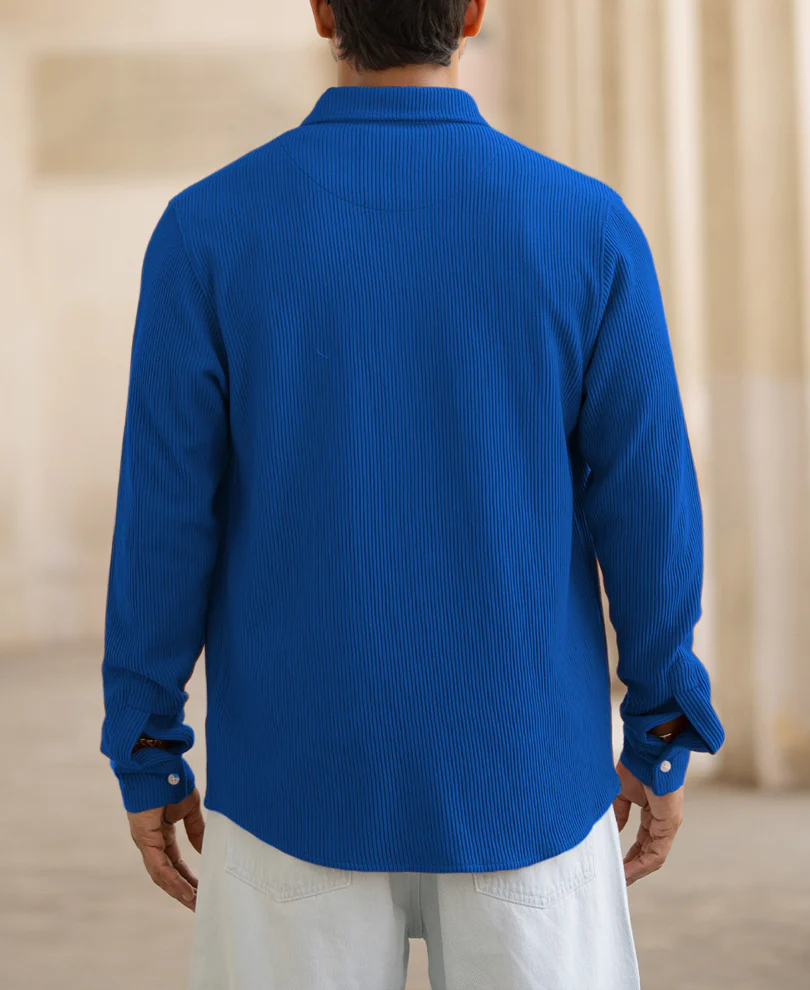Royal Blue Structured Knit Shirt - Image 4