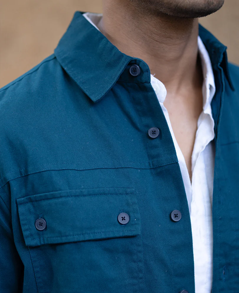 Royal Blue Structured Overshirt 100% Cotton - Image 4