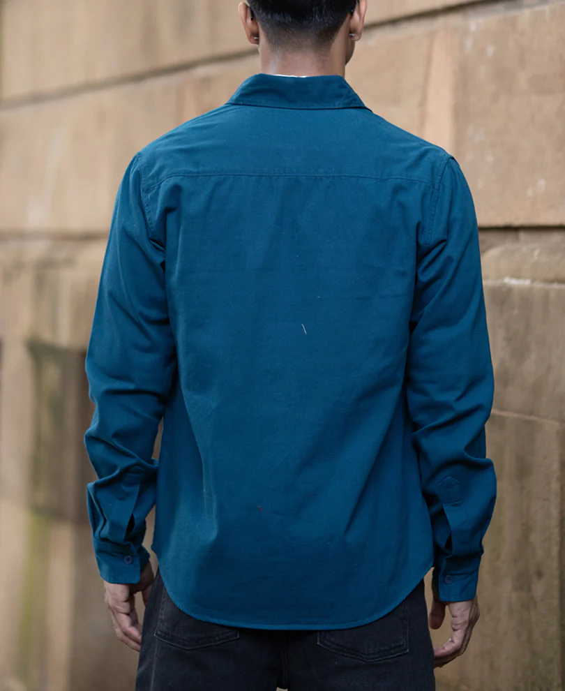 Royal Blue Structured Overshirt 100% Cotton - Image 6