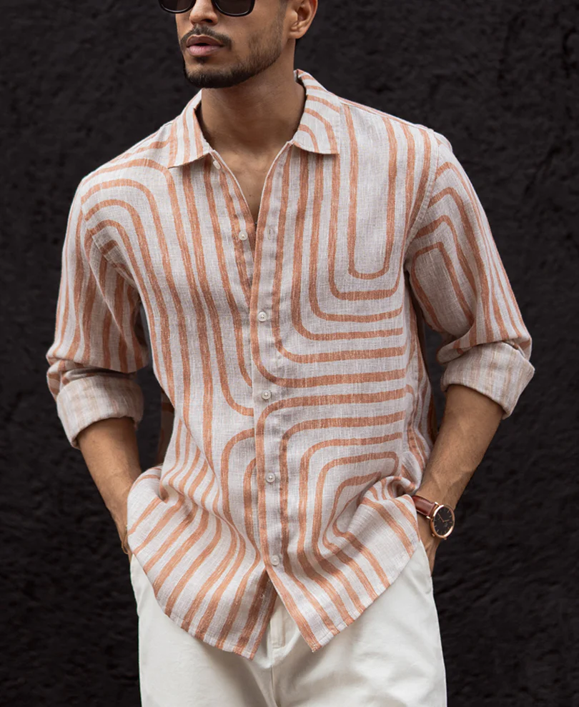 Rust Brown Regular Fit Full Sleeves Shirt - Image 2