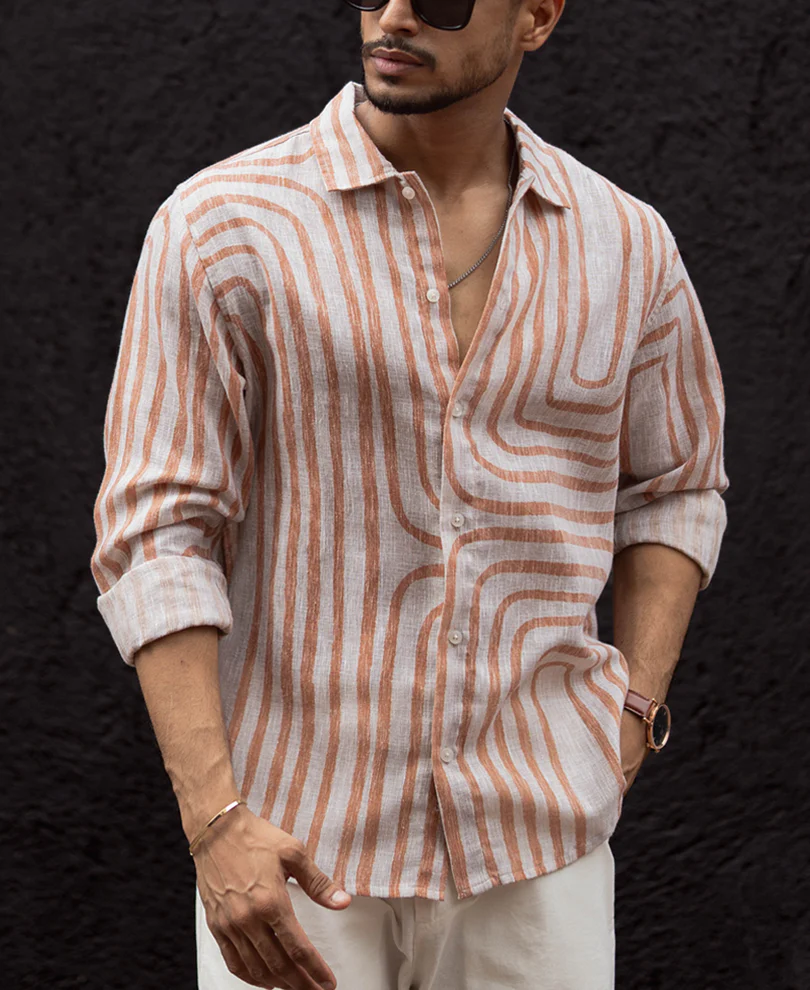 Rust Brown Regular Fit Full Sleeves Shirt - Image 3
