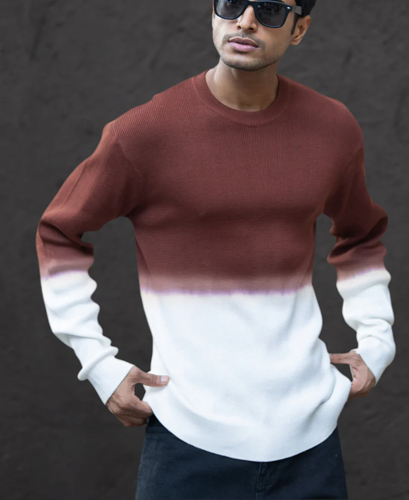 Rust Ombre Knit T-Shirt 100% Cotton - Image 2
