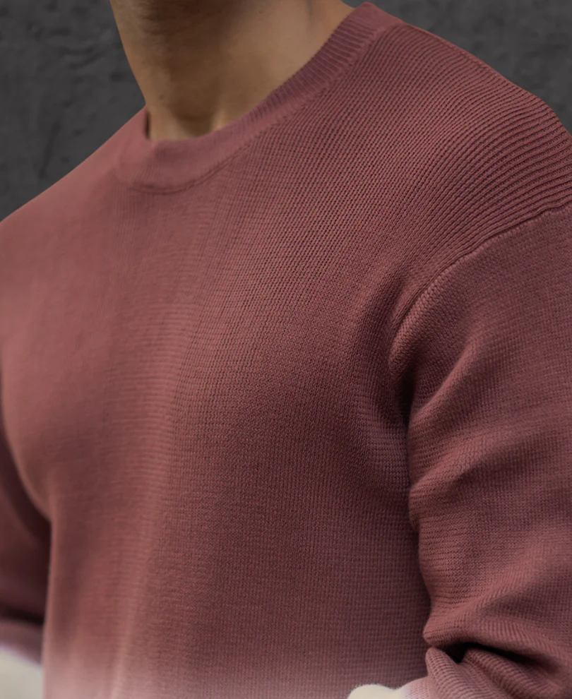 Rust Ombre Knit T-Shirt 100% Cotton - Image 3