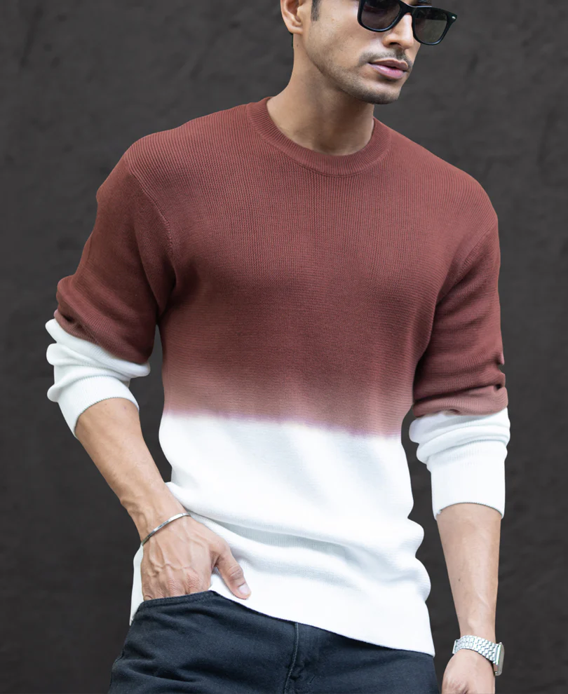 Rust Ombre Knit T-Shirt 100% Cotton - Image 5