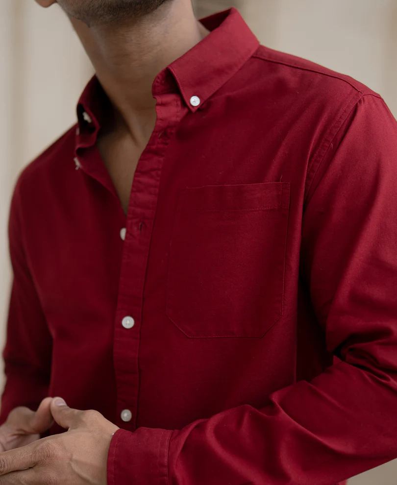 Brick Red Oxford Shirt 100% Cotton - Image 5