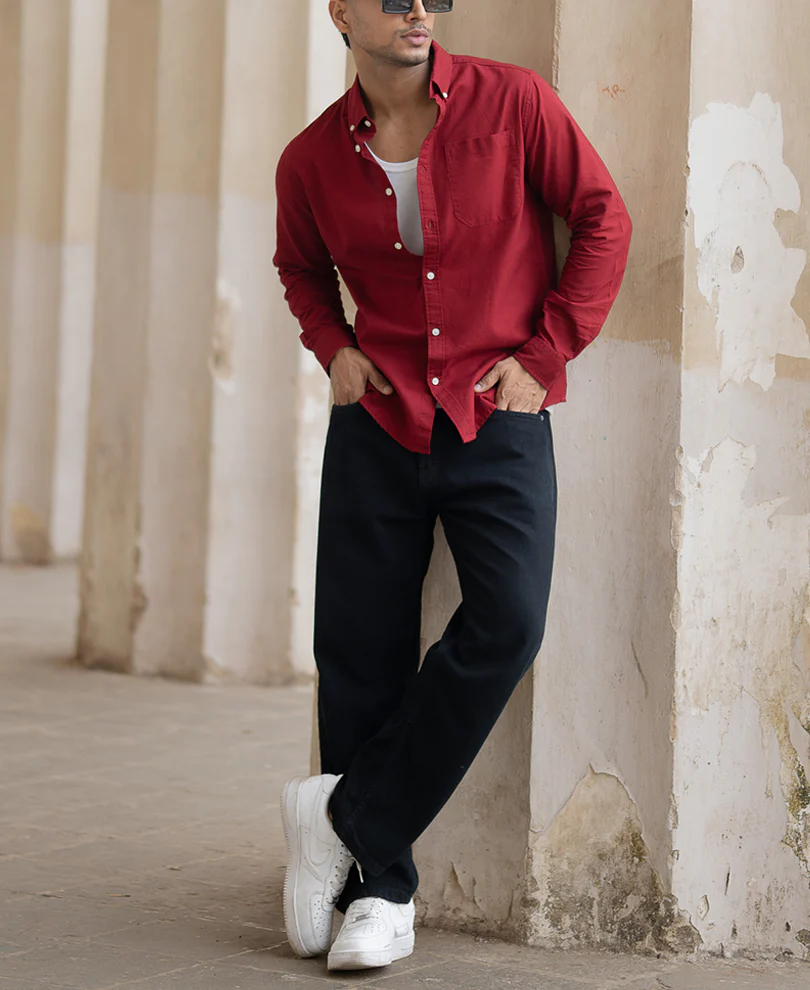 Brick Red Oxford Shirt 100% Cotton - Image 6