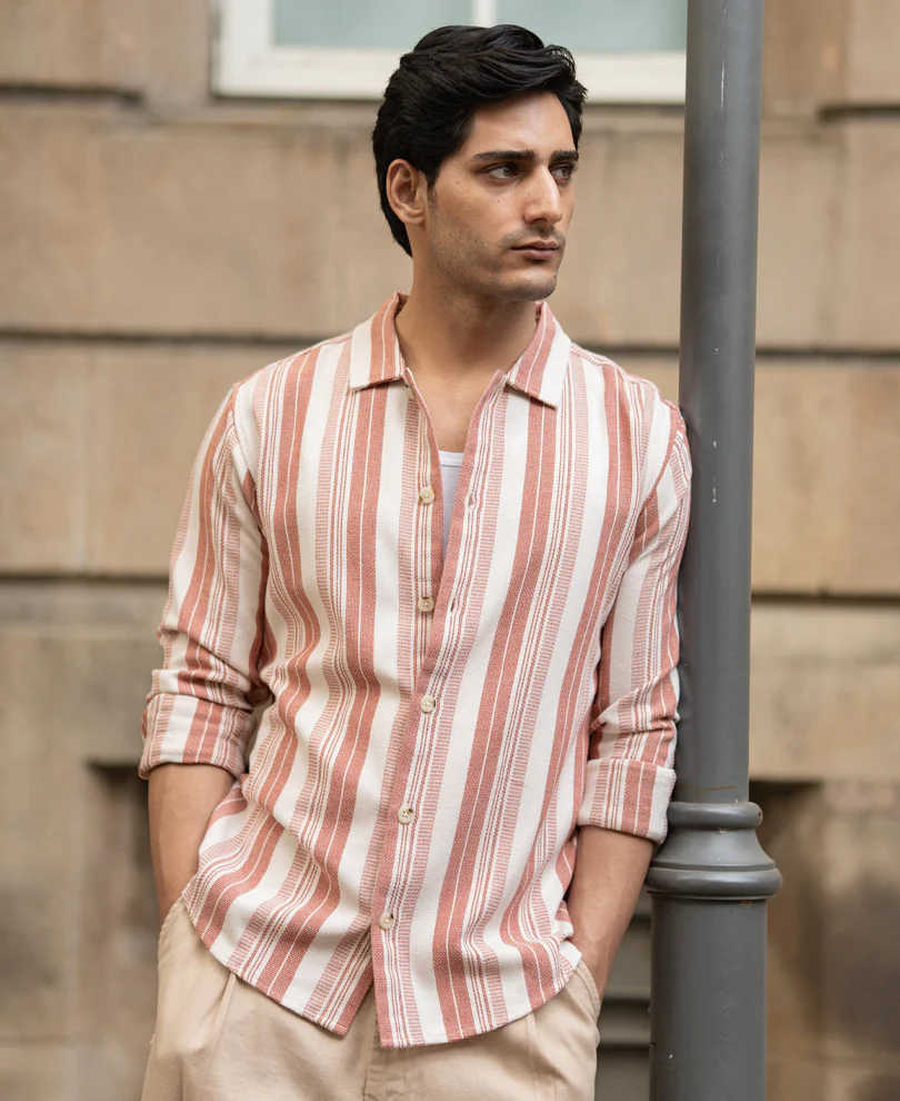 Rust Structure Stripe Shirt - Image 2