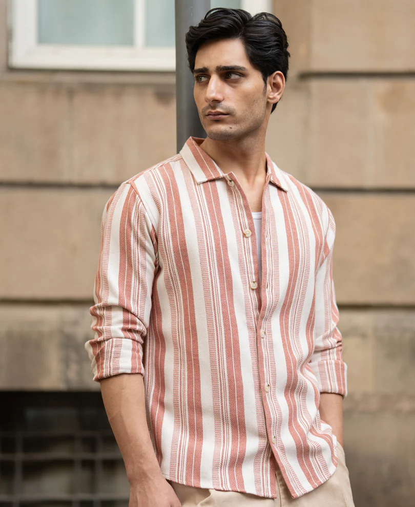 Rust Structure Stripe Shirt - Image 3