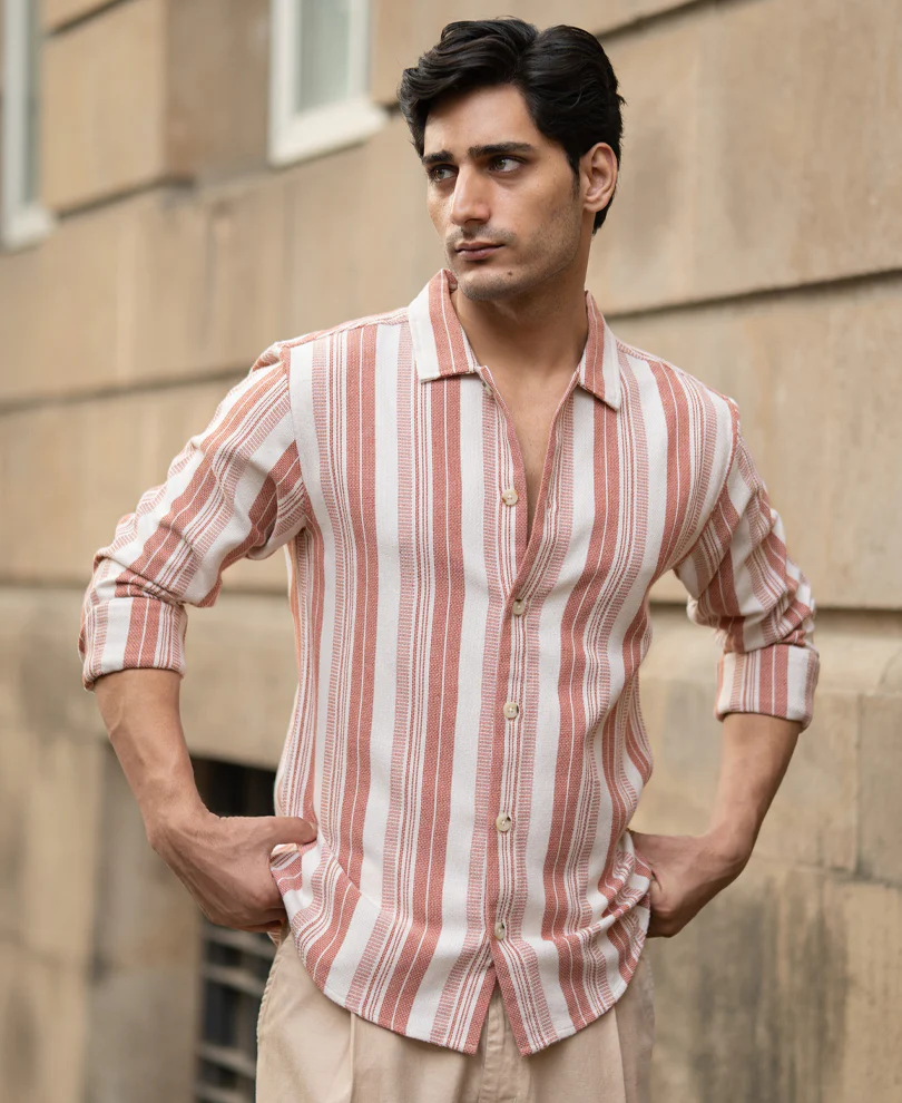 Rust Structure Stripe Shirt - Image 4