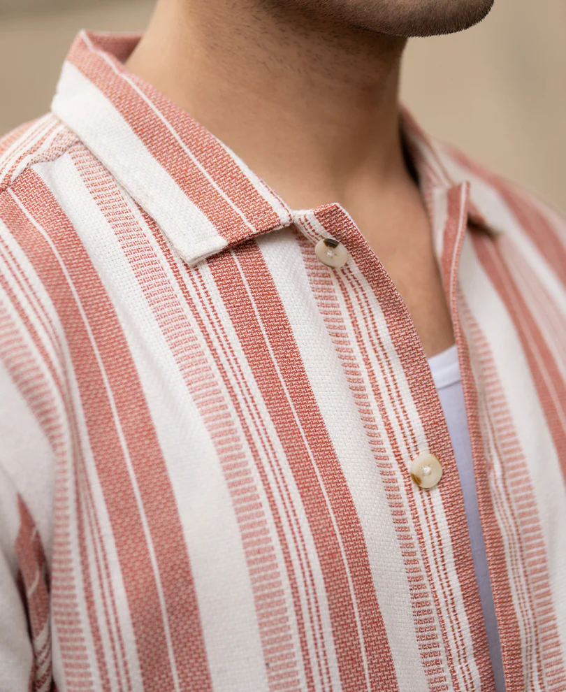 Rust Structure Stripe Shirt - Image 5