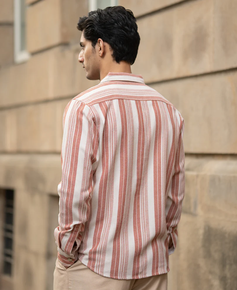 Rust Structure Stripe Shirt - Image 6