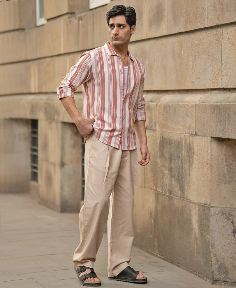 Rust Structure Stripe Shirt - Image 7