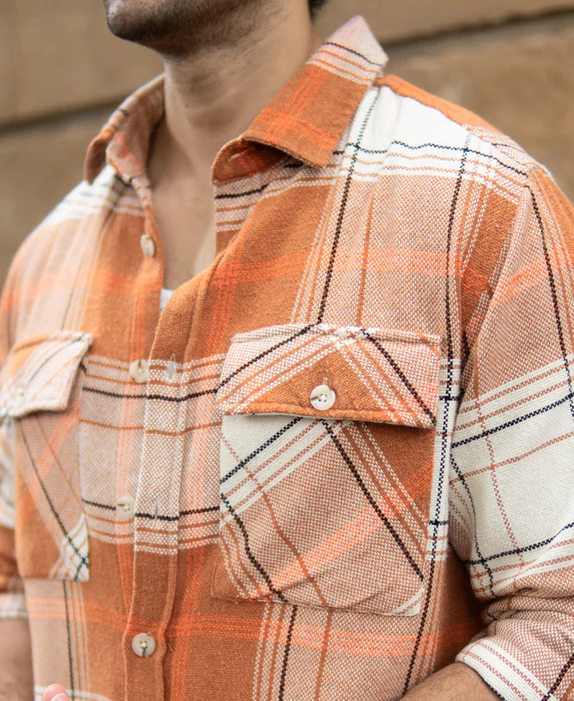 Rust Structured Checked Shirt - Image 4