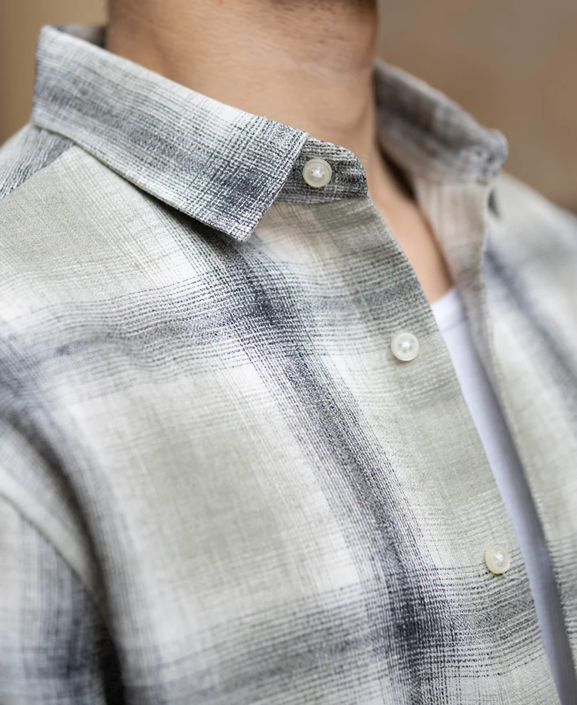 Sage Green Structured Checks Shirt - Image 4
