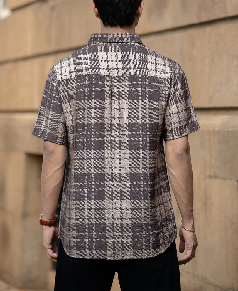 Sand Printed Checks Shirt - Image 5